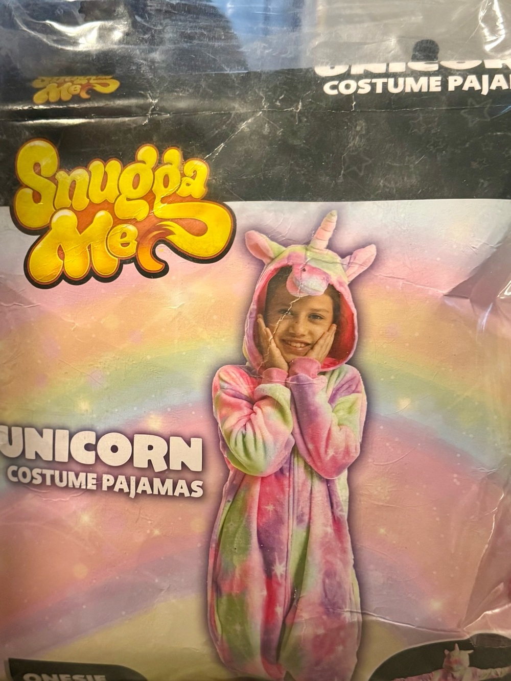 Kids' Multicolor Unicorn Costume Pajamas - Plush Onesie Size Large